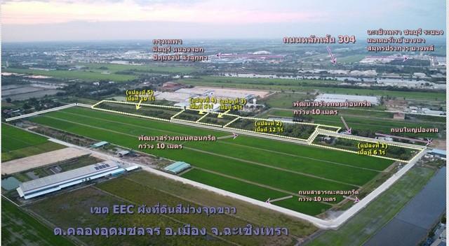 ขายที่ดิน 5-40 ไร่ ถมที่ดินเสมอถนนให้ฟรี ถ.คลองอุดมชลจร ฉะเชิงเทร