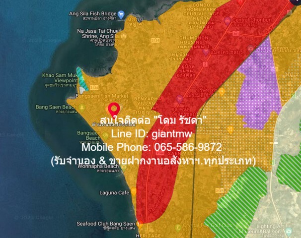 ขายที่ดินเปล่าติดถนนบางแสน สาย 3 1-3-82 ไร่ (782 ตร.ว.)