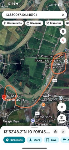 ขายที่ดินริมแม่น้ำบางปะกง อำเภอบ้านสร้าง จังหวัดปราจีนบุรี