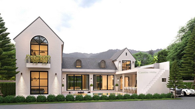 ขายบ้านหรู 2 ชั้น สไตล์อังกฤษ โครงการ Castle Hills เขาชีจรรย์