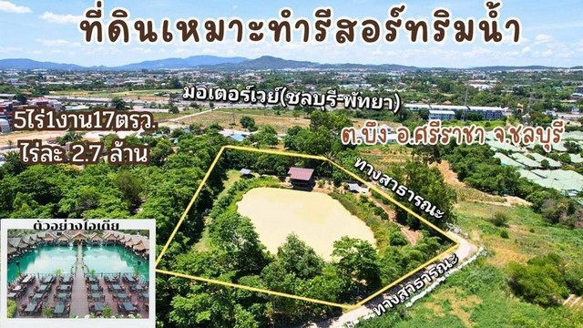 ขายที่ดินริมน้ำ บึง ศรีราชา ทำรีสอร์ท-คาเฟ่ ใกล้มอเตอร์เวย์
