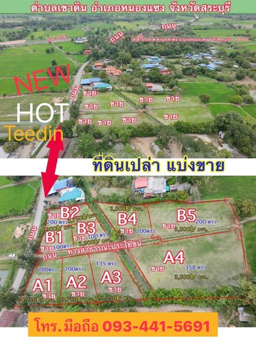 ที่ดินแบ่งขาย2งานใกล้วัดเขาไกรลาศหนองแซงสระบุรีเริ่มต้นตรวล่ะ3,50