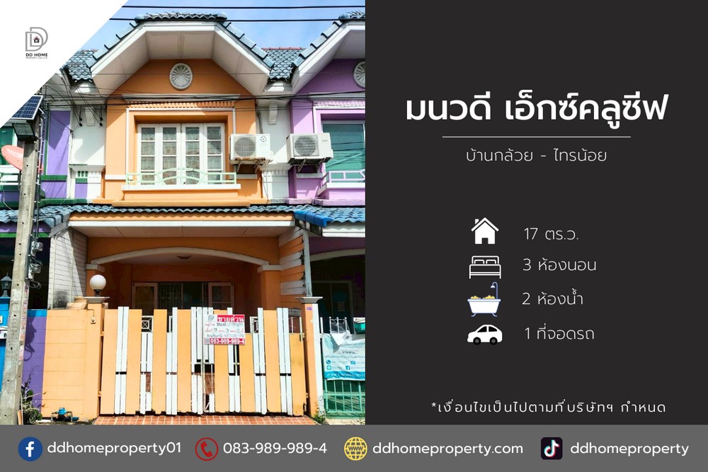ขายหมู่บ้านมนวดีเอ็กซ์คลูซีฟ บ้านกล้วยไทรน้อย
