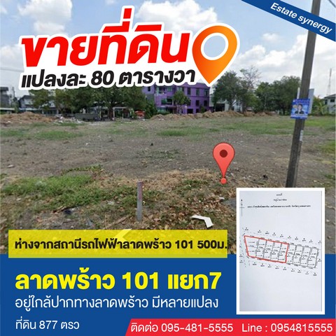 ขายที่ดินลาดพร้าว 101 แยก7 ที่ดินสวย ทำเลดี ขนาด 317 ตารางวา