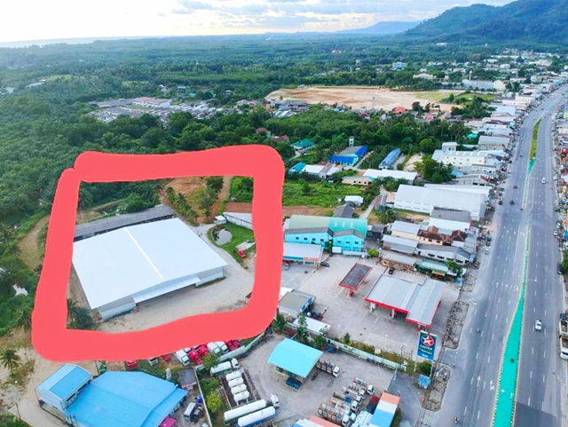 ตะกั่วทุ่ง พังงา ให้เช่าโกดัง 3,000 ตร.ม. ตลาดโคกกลอย 750 ม.