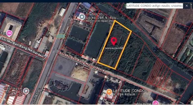 ขายที่ดินซอยบางนาการ์เด้น 4 ทำเลศักยภาพ ขนาด 2-2-15 ไร่