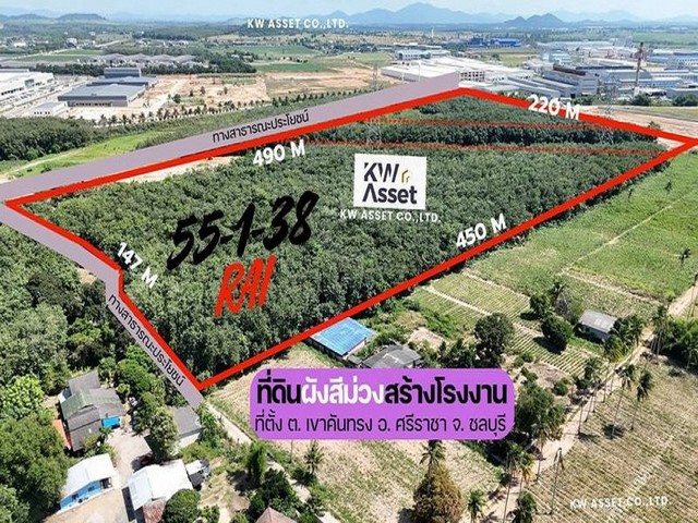 ขายที่ดินสร้างโรงงาน ศรีราชา เขาคันทรง ใกล้นิคม ปิ่นทอง-โรจนะ บ่อ