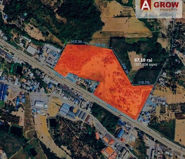ขายที่ดินจำนวน 67.19 ไร่ สีเหลืองติดถนนใหญ่ 331 ศรีราชา ชลบุรี