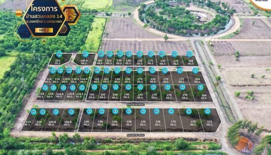 ที่ดิน บ้านสวน คลอง 14 กม.35องครักษ์ นครนายก