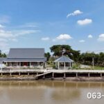 ขายบ้านสวนสไตล์รีสอร์ทติดคลองขนาด 3 ไร่ 15 นาทีถึงตลาดบ้านนา