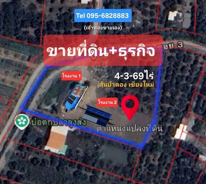ขายที่ดินพร้อมธุรกิจสกรีนแก้ว สันป่าตอง เชียงใหม่