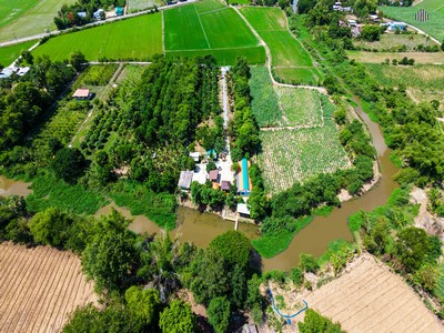 ที่ดินติดน้ำสไตล์รีสอร์ท 4 ไร่ครึ่ง ยางนอน เดิมบางนางบวช สุพรรณบ
