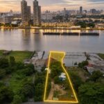 ขายที่ดินริมแม่น้ำเจ้าพระยา ไทรม้า 321 ตรว อาศัย ร้านอาหาร สำนักง