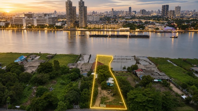 ขายที่ดินริมแม่น้ำเจ้าพระยา ไทรม้า 321 ตรว อาศัย ร้านอาหาร สำนักง