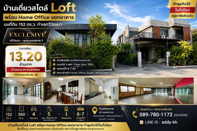 บ้านเดี่ยวสไตล์ Loft บนที่ดิน 152 ตร.ว. The Exclusive ทวีวัฒนา
