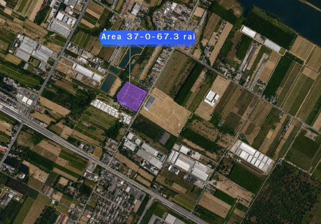 For Sale / ขาย ที่ดิน 37 ไร่ ผังสีม่วงลาย เขต EEC อ.นิคมพัฒนา จ.ร